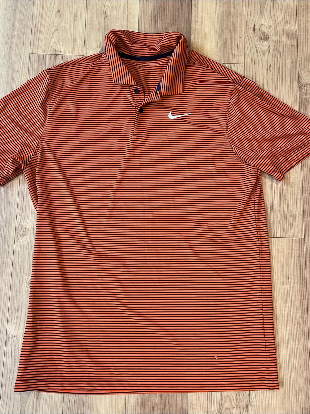 Nike Men’s Striped Orange Polo Golf Shirt